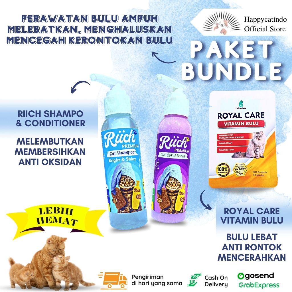 Perawatan Bulu Paket SHAMPO, CONDITIONER &amp; VITAMIN BULU 5 KAPSUL Ampuh Melebatkan, Menghaluskan Serta Mencegah Kerontokan Bulu