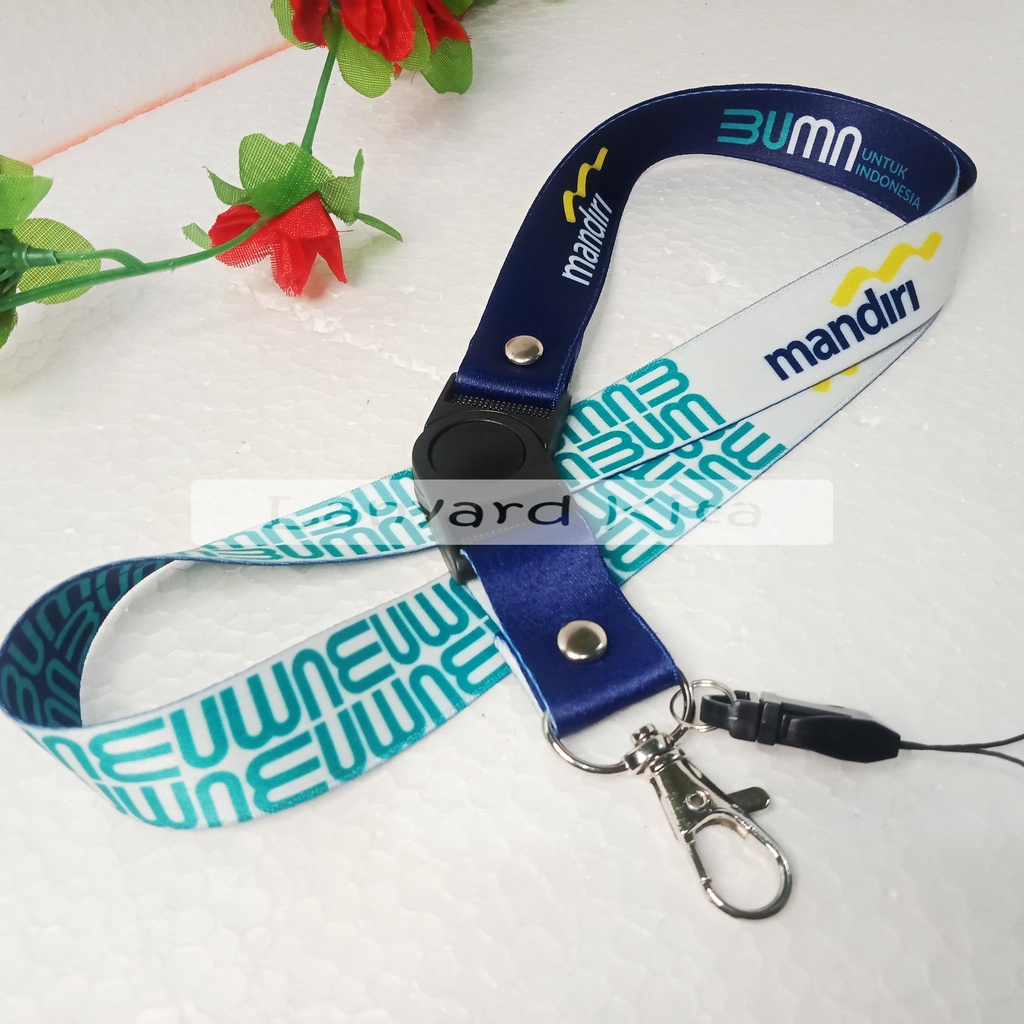 

MANDIRI TALI LANYARD GANTUNGAN HP ID CARD PRINTING 2 CM BAHAN TISSUE READY STOK