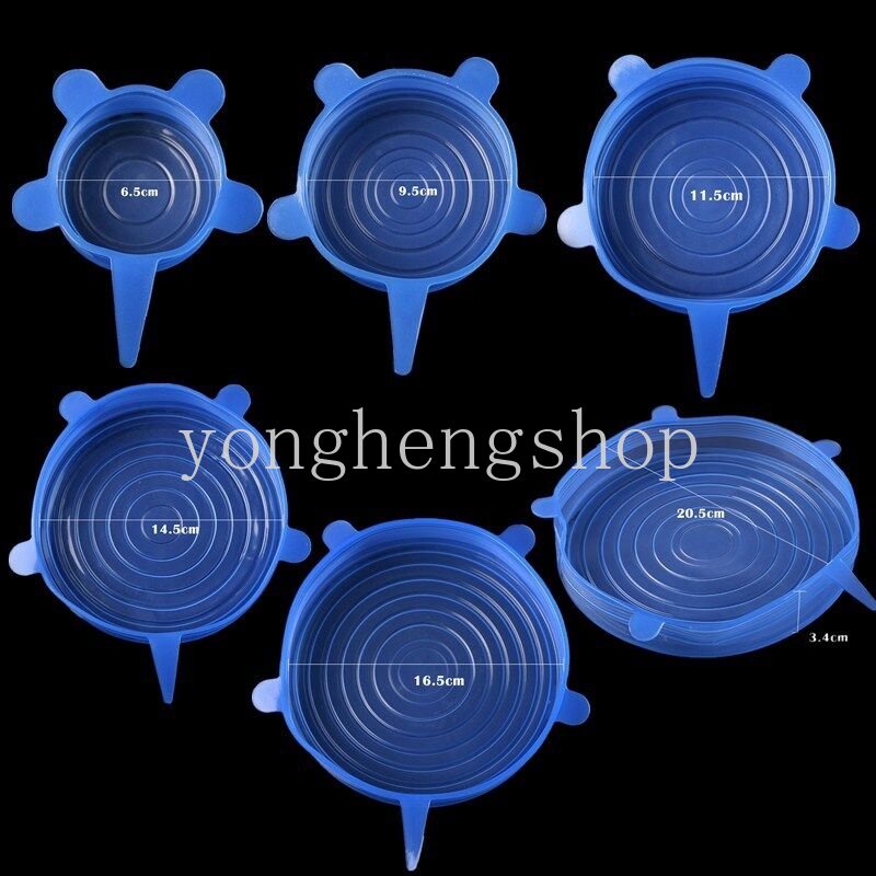 6 Pcs/set Elastis Silikon Penutup Makanan Peregangan Seal Cling Bungkus Wadah Mangkuk Tutup Tahan Lama Reusable Buah Makanan Fresh-keeping Covers Aksesoris Dapur