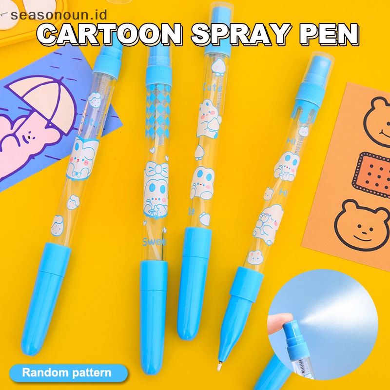 Seasonoun Pen Portable Isi Ulang Wrig Pompa er Kosong Keren Pena Air Kartun Kelinci Siswa Belajar Alat Tulis Wrig Pen.