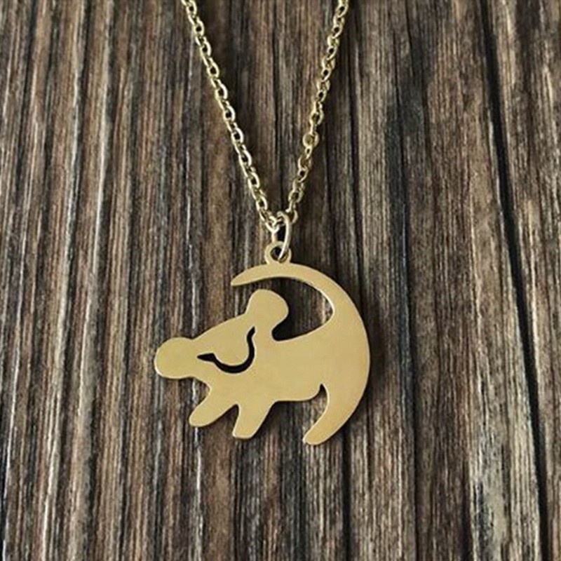 Zh Perhiasan Sederhana Stainless Steel Lion King Simba Liontin Fashion Wanita Kalung Hip Hop Hari Valentine Aksesoris Pesta