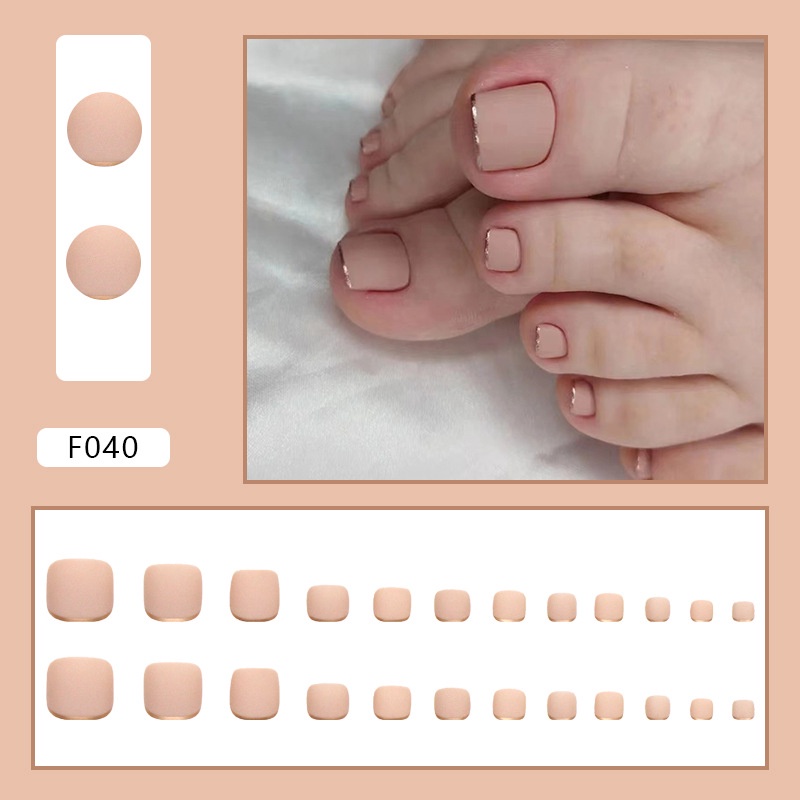 F040-f080 Paku Tips Kaki Palsu Buatan Foot Fake Nails Isi 24pcs/box