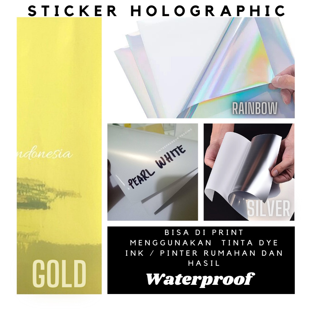 

STICKER GOLD ANEKA STICKER HOLOGRAFIC A4 WATERPROOF! ECERAN/LEMBAR