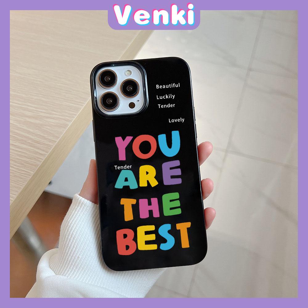 VENKI - For iPhone 11 iPhone Case Black Glossy TPU Soft Case Shockproof Protection Camera Interesting Colored English Compatible with iPhone 14 13 Pro max 12 Pro Max xr xs max 7 8