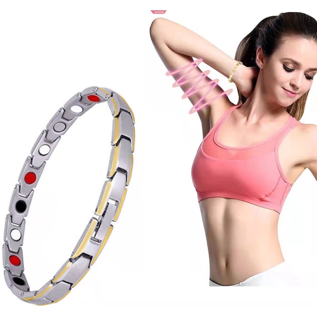 Ultra Kekuatan Bio Magnetik Terapi Gelang Wanita Mode Baris Ganda Kuat Magnet Germanium Ion Negatif Gelang Bangles [ZXL]