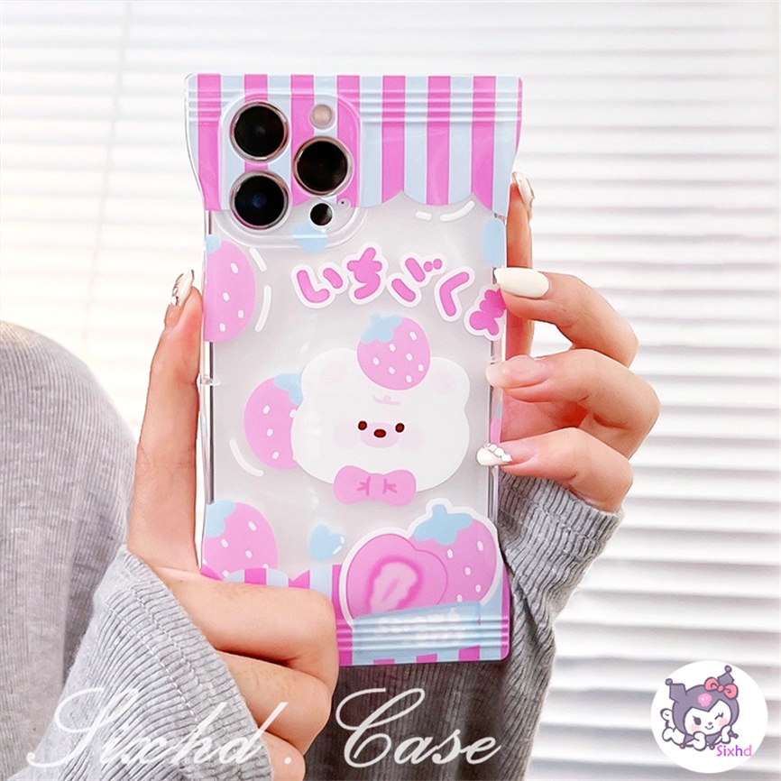 Redmi 12C 10C 10A 10 Note 12 11 11s 10s 10 9 8Pro 9T 9C 9A 9 Xiaomi 12 Lite 11Lite 12T 11T 10T Poco M3 X4Pro Cute Strawberry White Bear Snack Bag Handphone Soft Case XJJJJ