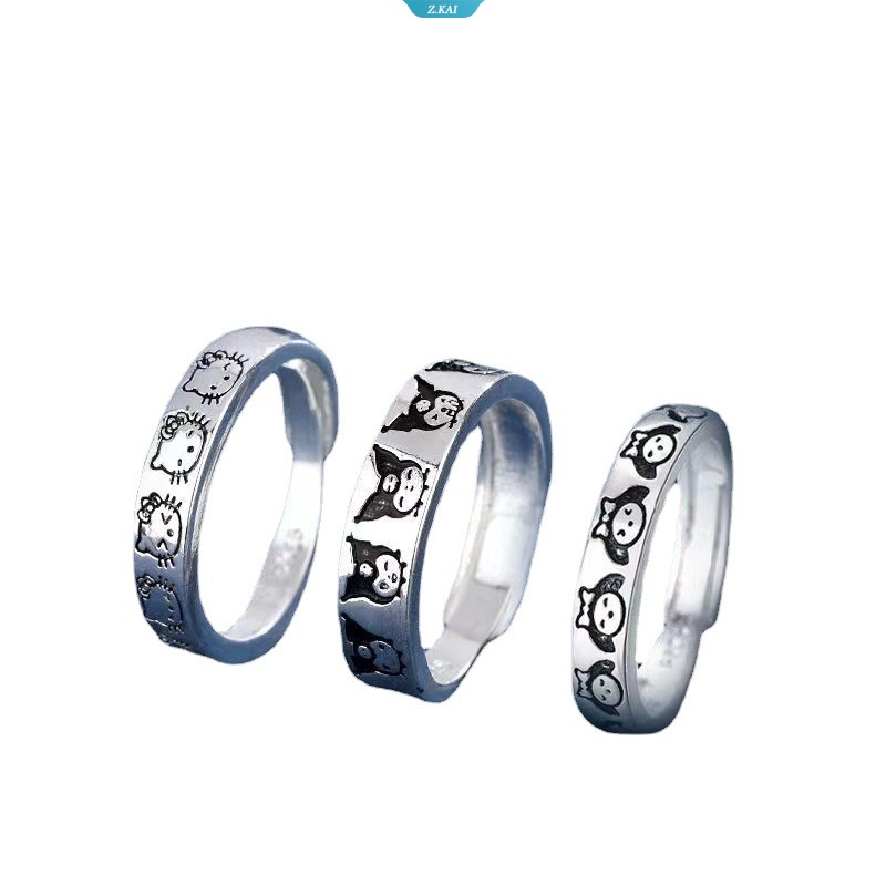 Sanrio Kawaii Gadis Wanita Cincin Lucu Kuromi My Melody HelloKitty Pochacco Star Kapi Shnnosuke Doraemon Sweet Cartoon Adjustable Pasangan Pacar Rings [ZK]