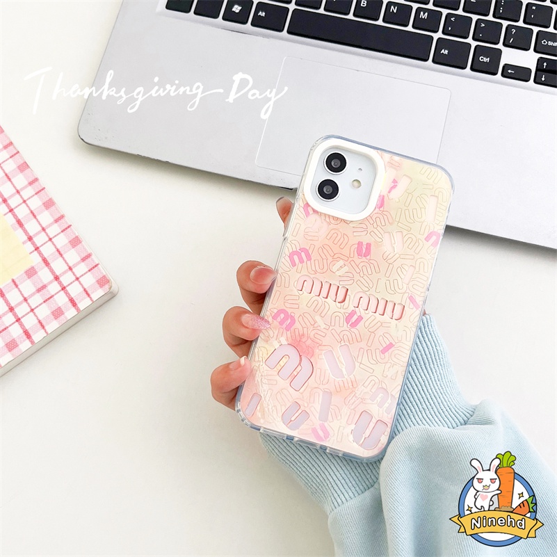 IPHONE Casing Kompatibel Untuk Iphone14 13 12 11 Pro Max X Xr Xs Max8 7 Plus SE 2020 Mewah Laser Pink Casing Ponsel Transparan Ultra Tipis Tahan Shockproof Lembut TPU Cover Pelindung