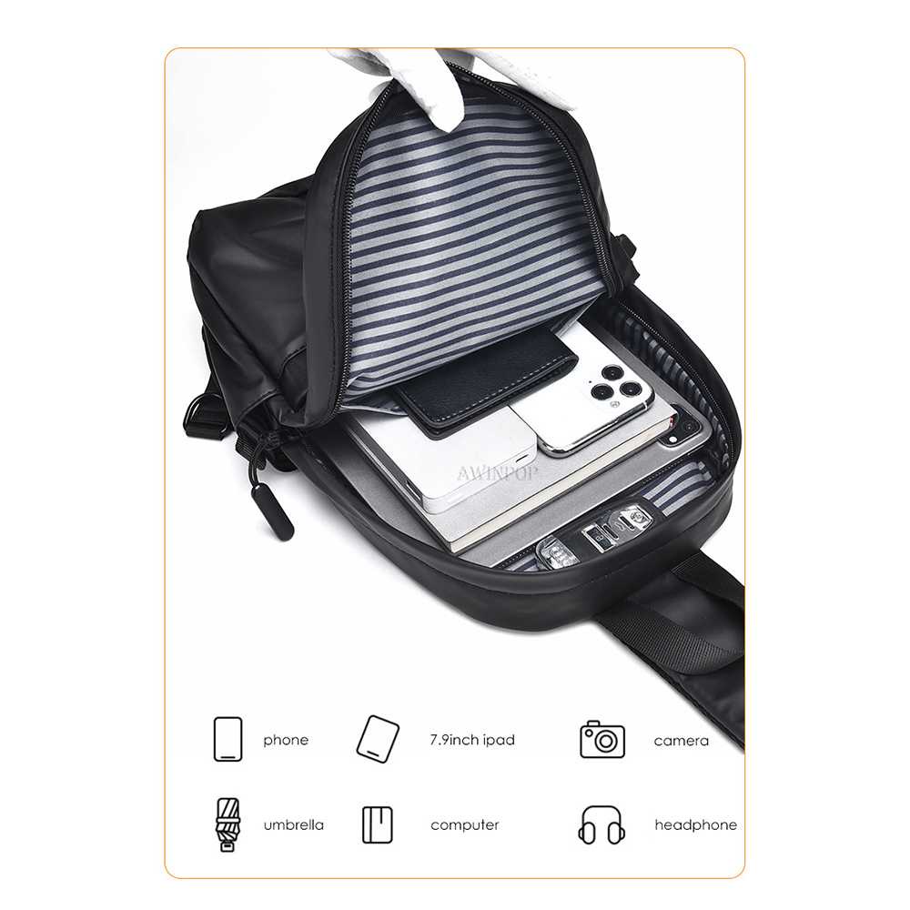 AWINPOP Tas Selempang Pria Crossbody Bag Waterproof 30cm - 0218