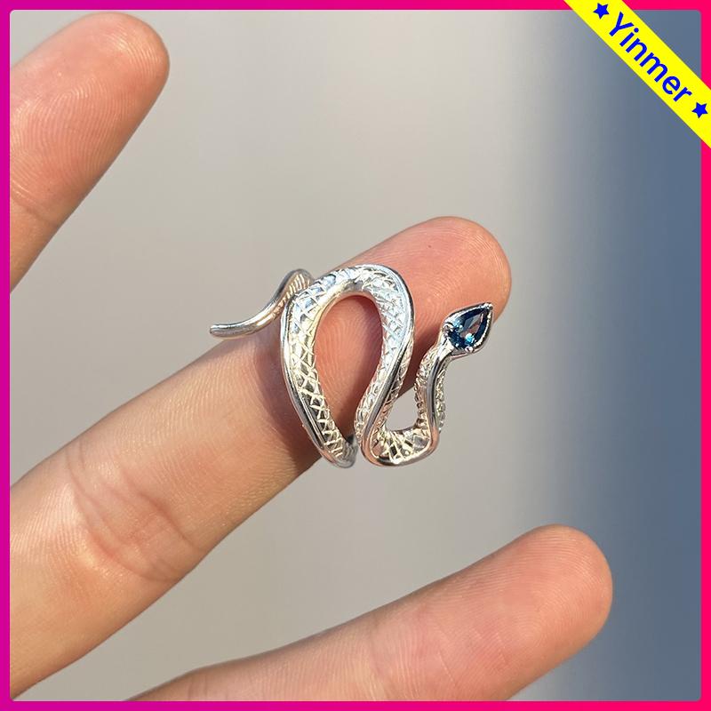 COD✨ Cincin Snake Desain Pria Punk Ornament Gaya Retro Adjustable Bentuk Fashion Untuk Pria Impor Warna-Yinmer