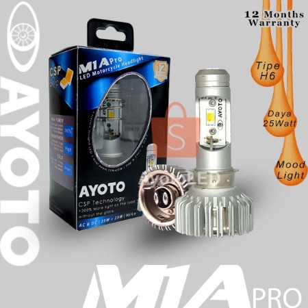 Lampu Motor LED AYOTO M1A Pro H6/T19/M5 Hi-Lo AC DC  - Putih-Kuning