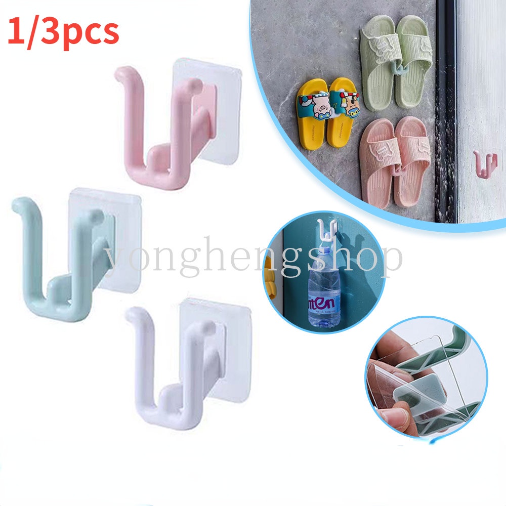 1/3pcs Rak Sandal Bebas Pukulan Perekat Diri Penyimpanan Sandal Kait Multifungsi Rak Drainase Dinding Dipasang Kait Rak Pengering Sepatu Organizer Kamar Mandi