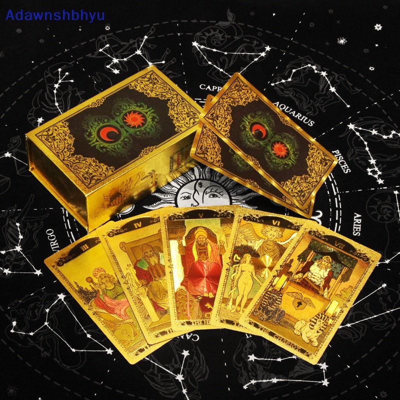 Adhyu New Arrive Foil Emas Tarot Oracle Card Destination Fate High Quality Tarot Deck Bermain Kartu Bithday Gift Drink Game ID