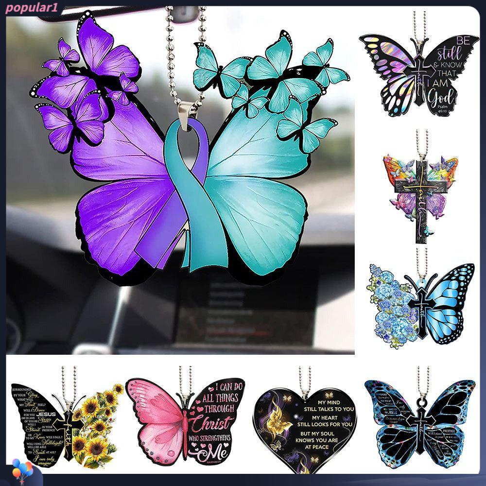 Populer 2Pcs Kupu-Kupu Salib Gantung Liontin Kreatif Gadis Wanita Hadiah Terbaik Spion Ornamen