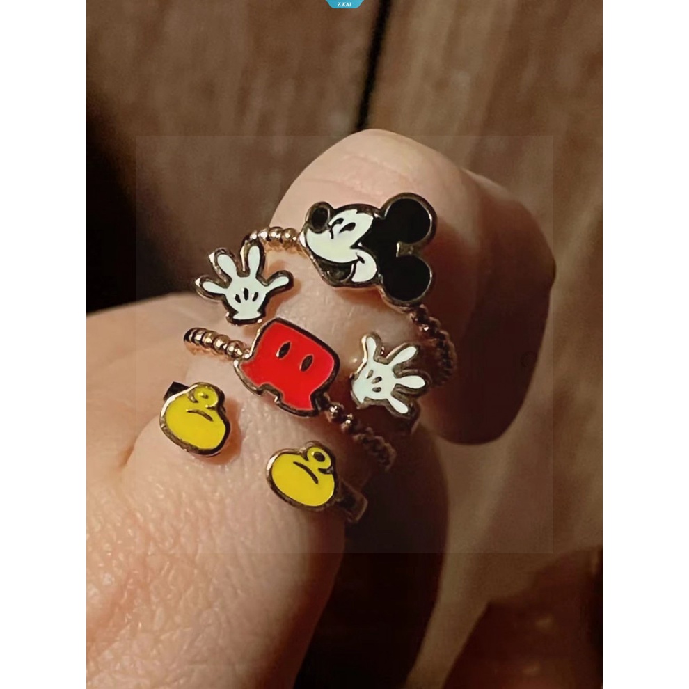 Disney Mickey Mouse Cincin Kartun Lucu Multi-Layer Mickey Rings Untuk Aksesoris Perhiasan Anak Perempuan Lucu Mickey Open Rings [ZK]