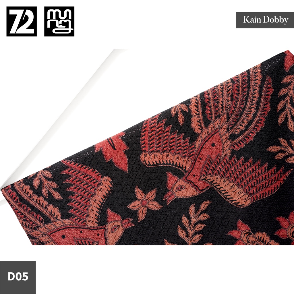 BAHAN BATIK PREMIUM Dobby Dobi Dobbi Dolbi Motif Burung Warna Hitam Merah Soft 723661 Cap 72 Jarik Jarit Samping Kebat Panjang Batik Dobby Modern Premium Bahan Seragam Batik Pernikahan Kantor Keluarga Murah Kamen Jadi Batik Bali Lembaran