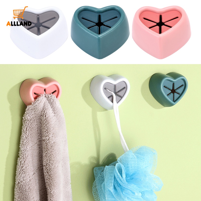 Abs Kreatif Berbentuk Hati Dinding Self Adhesive Towel Hook/Rak Penyimpanan Spons Kain Lap Dapur Portable/Serbaguna Hemat Ruang Organize Hooks