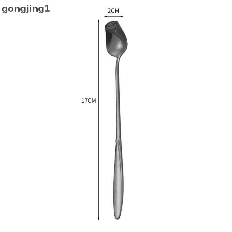 Ggg Sendok Pencampur Mawar Stainless Steel Gagang Panjang Sendok Kopi Teh Untuk Dessert Madu ID