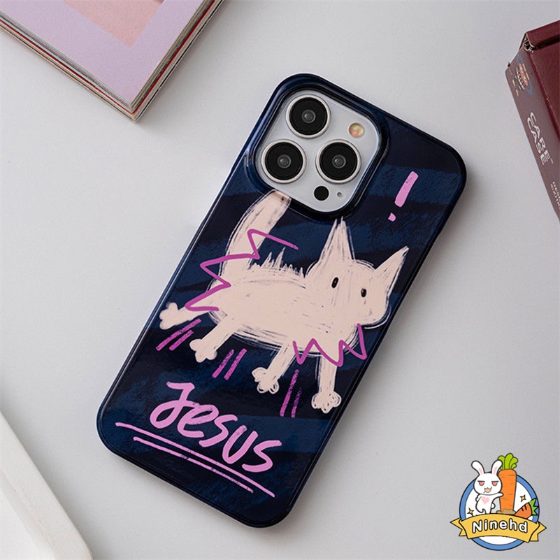 IPHONE Casing Kompatibel Untuk Iphone14 13 12 11 Pro Max X Xr Xs Max8 7 6 6s Plus SE 2020 Filin Motif Kucing Takut Hitam Anti Jatuh Halus Glossy Casing Ponsel Silikon Lembut TPU Penutup Belakang