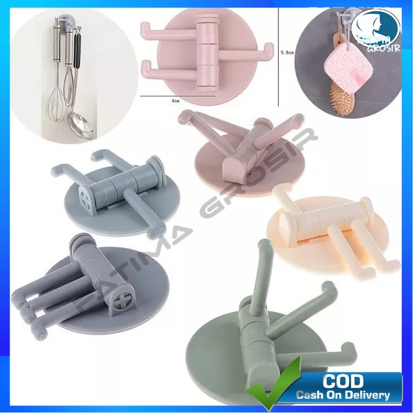 GANTUNGAN TEMPEL HOOK 3 CABANG PUTAR / TEMPELAN DINDING KAIT TEMBOK PINTU KAMAR MANDI HANGER PENGAIT