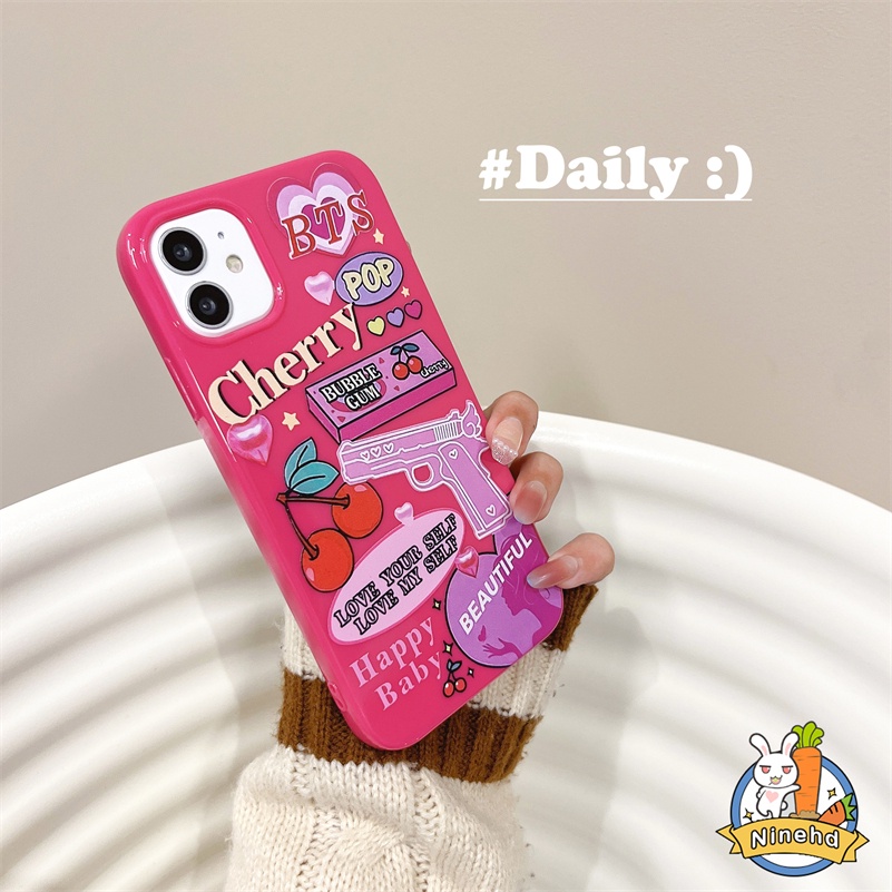 IPHONE Casing Kompatibel Untuk Iphone14 13 12 11 Pro Max X Xr Xs Max8 7 6 6s Plus SE 2020 Warna Permen Mawar Mewah Manis Keren Casing Ponsel Shockproof Halus Glossy Silikon Soft Case Cover