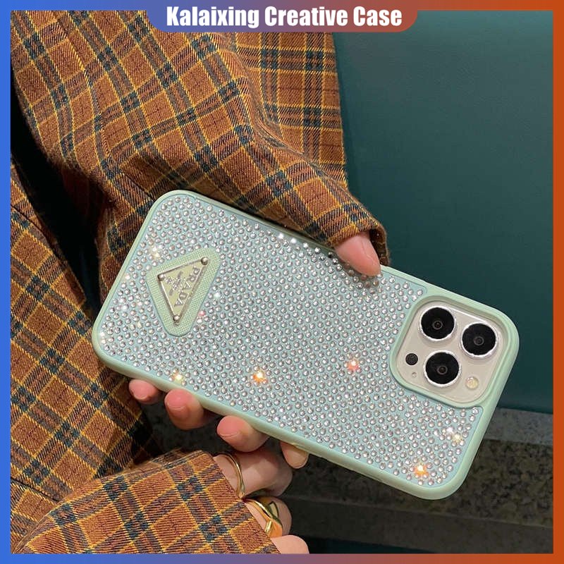 IPHONE Casing Prada Berlian Imitasi Fashion Mewah Untuk Iphone14 Pro Max14Plus12 13 Pro Max Casing Ponsel Mengkilap