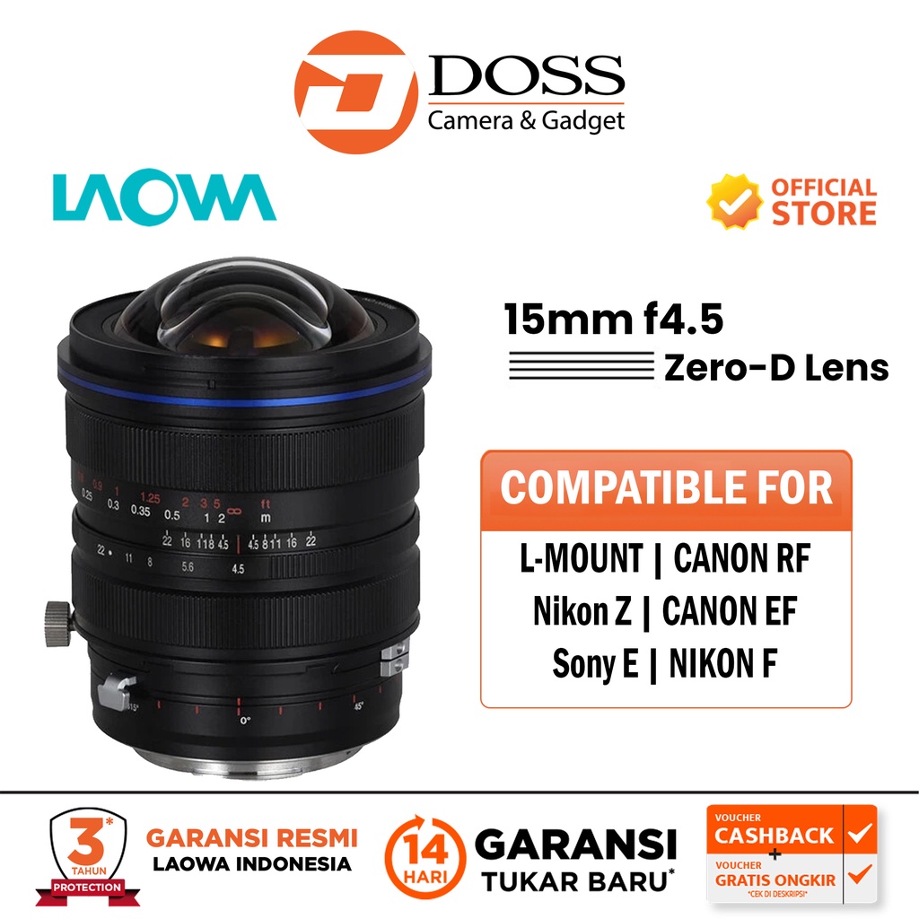 Laowa 15mm f4.5 Zero-D Shift Lens laowa 15 mm f45 zero D lens