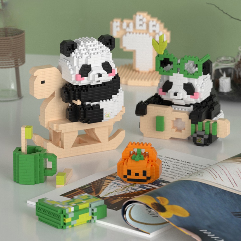 Mainan Puzzle Anak Baru Partikel Kecil Panda Blok Bangunan Model Rakitan Mainan Dekorasi Desktop Mainan Hadiah Hari Anak Hadiah Ulang Tahun