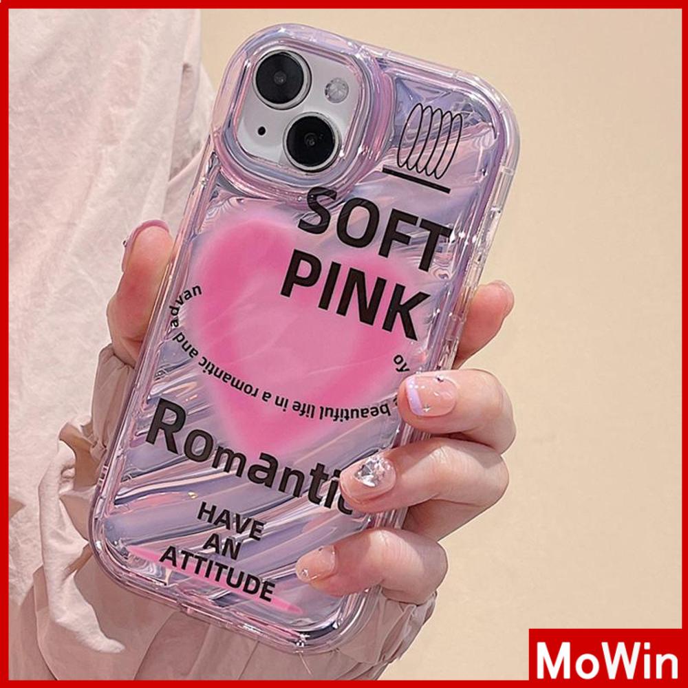 For iPhone 14 Pro Max iPhone Case Laser Reflective Clear Case TPU Soft Case Airbag Shockproof Pink Heart Compatible with iPhone 13 Pro max 12 Pro Max 11 xr xs max 7Plus 8Plus