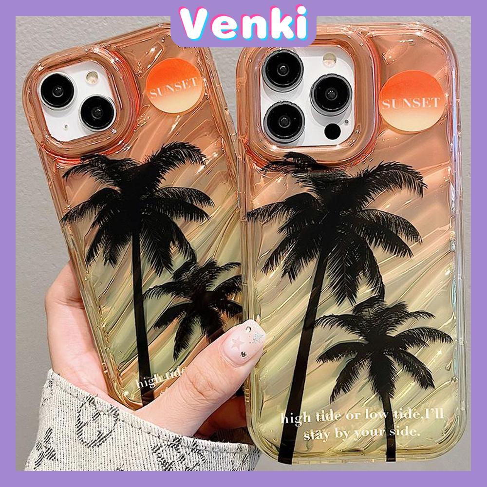 VENKI - For iPhone 11 iPhone Case Laser Reflective Transparent Phone Case TPU Soft Shockproof Airbag Shell Protective Summer Palm Compatible with iPhone 14 13 Pro max 12 Pro Max