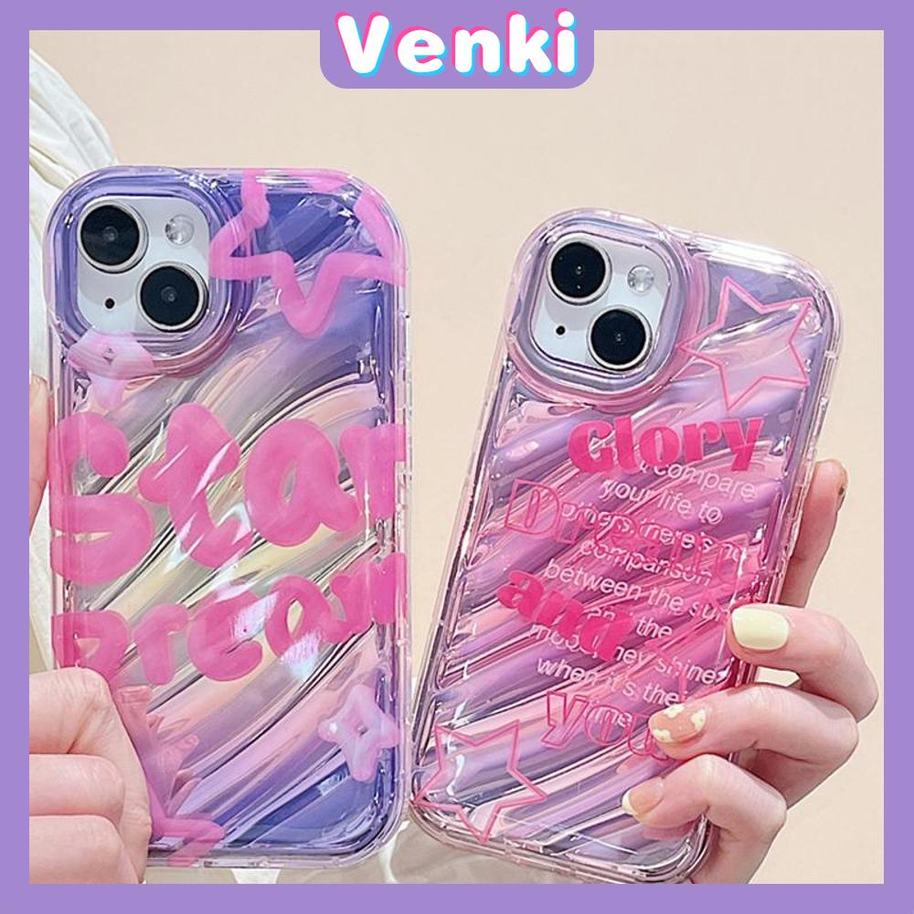 VENKI - For iPhone 11 iPhone Case Laser Reflective Transparent Phone Case TPU Soft Shockproof Airbag Case Protection Cool English Compatible with iPhone 14 13 Pro max 12 Pro Max xr