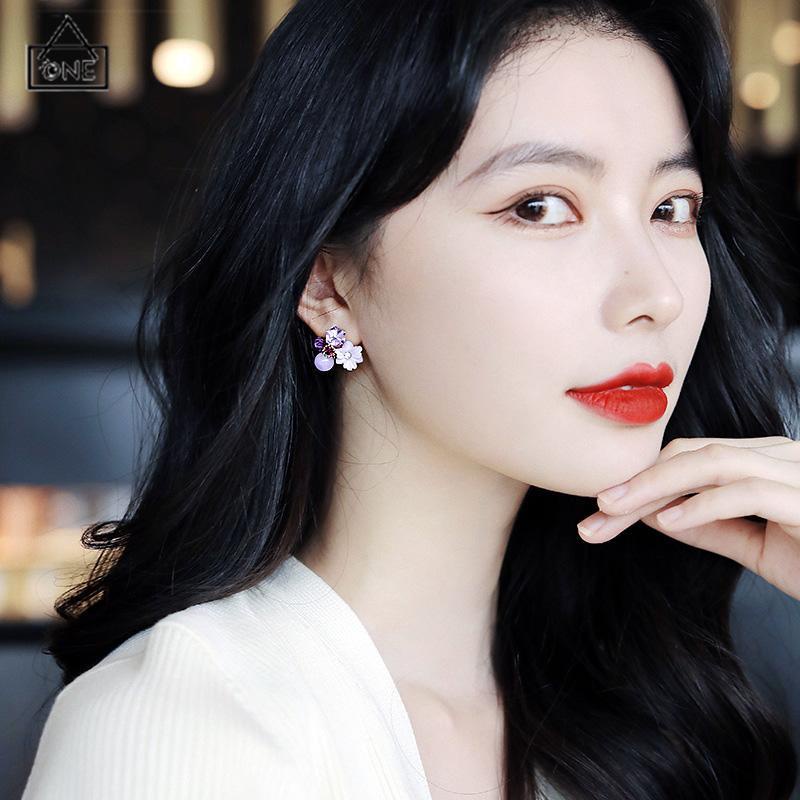 COD❤️Anting Bunga Kristal vintage Anting Indera Kelas Atas Anting Temperamen Lembut Untuk Wanita-A.one