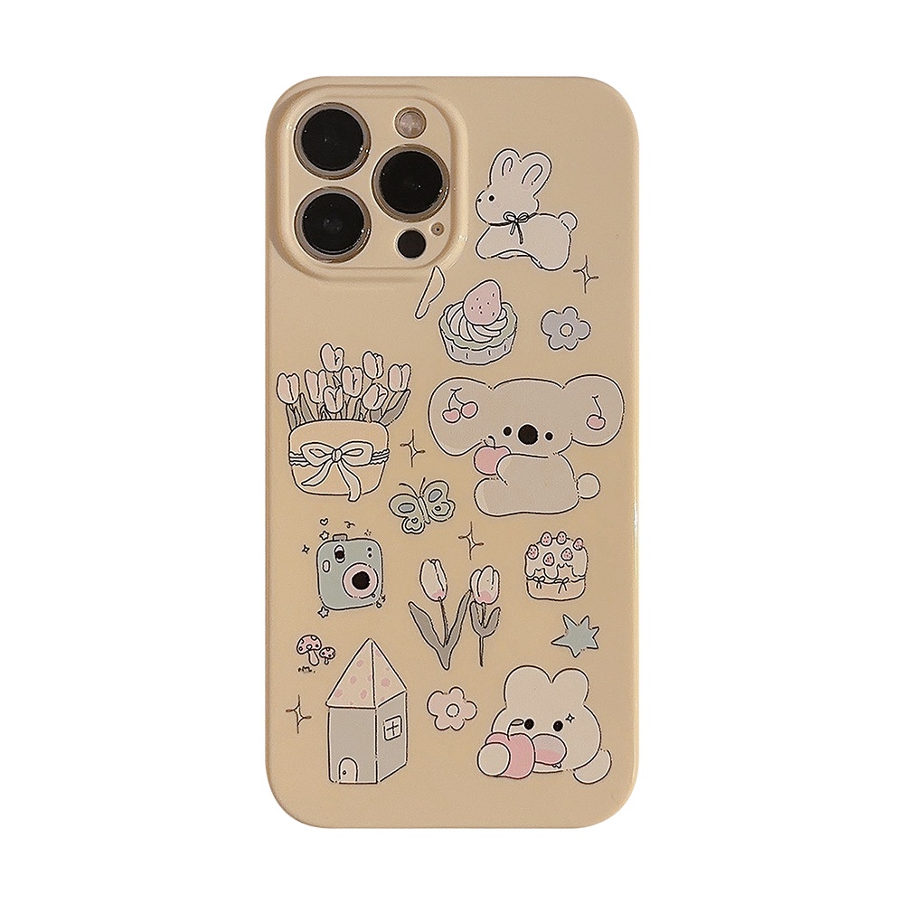 IPHONE Ins Cute Koala Kartun Silikon Case Untuk Iphone14 11 12 13 PRO MAX Casing Cover Pelindung AT0304