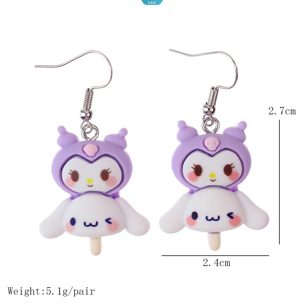 Kawaii Anime Kartun Sanrios Kuromi Mymelody Cinnamoroll Hewan String Anting Lucu Resin Handmade Telinga Perhiasan Hadiah Untuk Anak Perempuan [ZK]