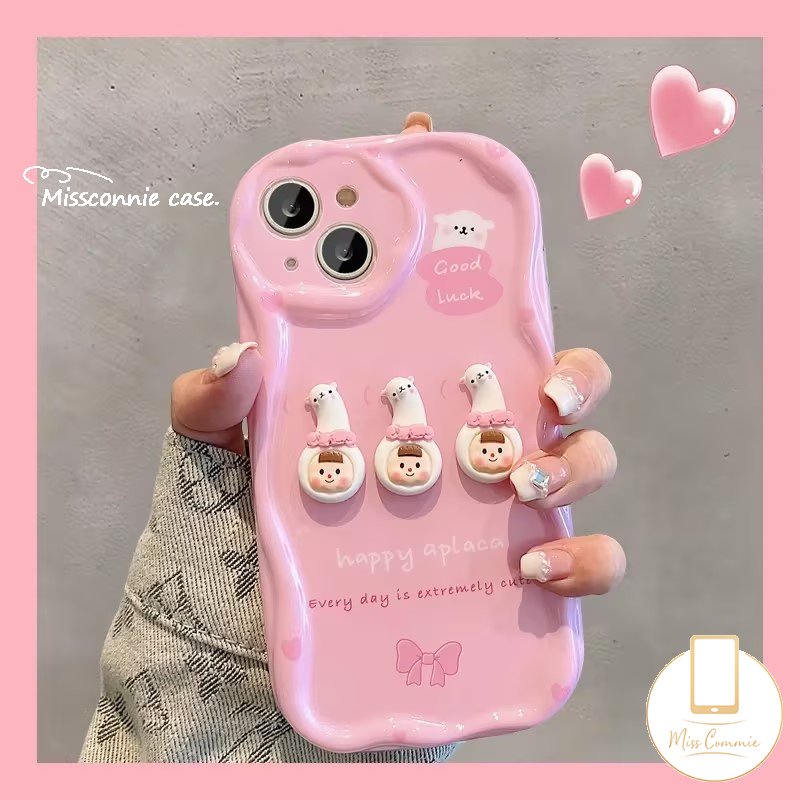 IPHONE Boneka 3D Kelinci Lucu Beruang Fantasi Awan Bintang Glossy Bergelombang Lengkung Tepi Case Cocok Untuk Iphone7 6 6s 8plus11 14 13 12 Pro Max X XR XS Max 7Plus SE 2020 Lembut Segar Bunga Cover