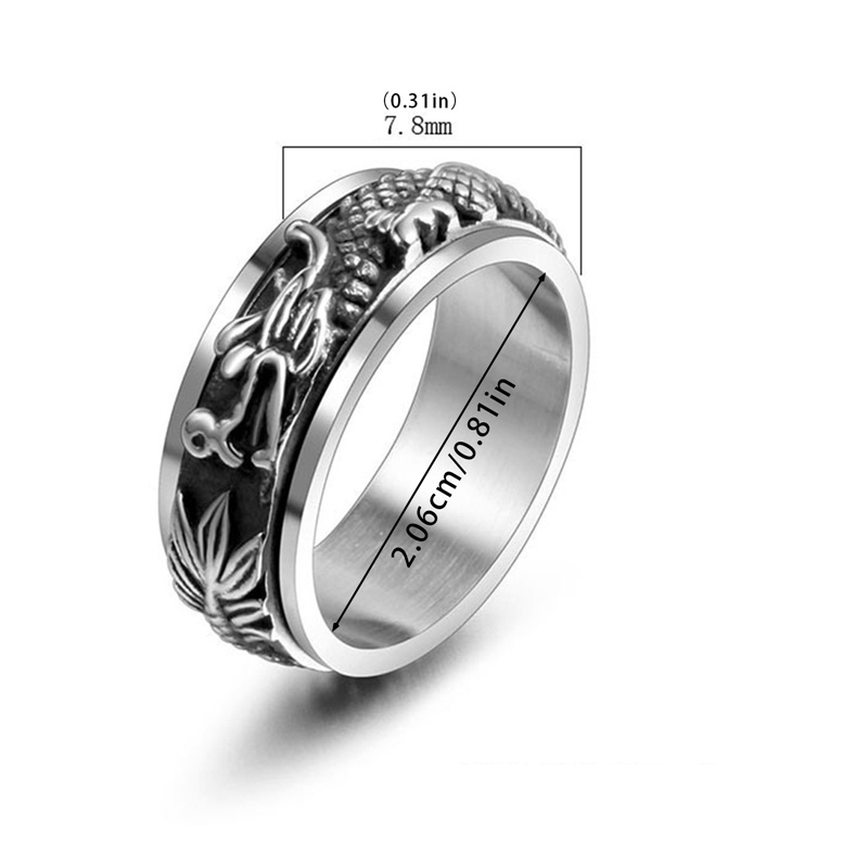 Cincin Jari Pria Naga Cina Tidak Luntur Berlapis Emas Titanium Steel Rotatable Rings Untuk Pria Aksesoris Perhiasan Pesta