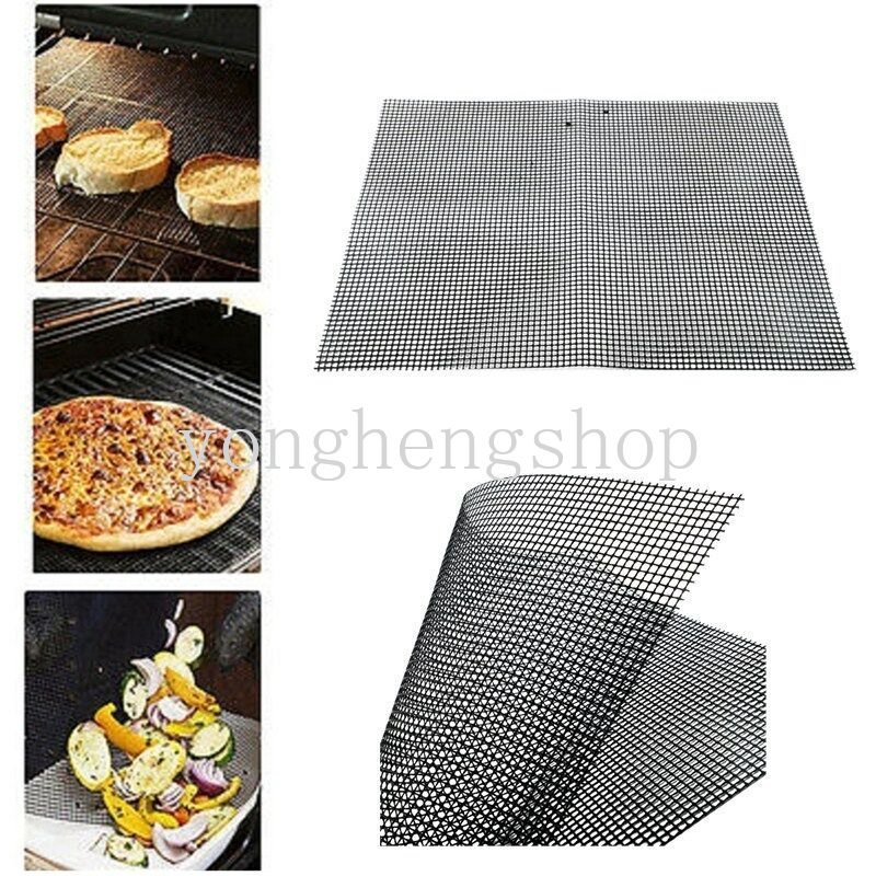 Non-stick Barbekyu Mesh Mat Reusable Tahan Panas BBQ Baking Net Pad Liner Outdoor Camping Memanggang Tikar Aksesoris Dapur