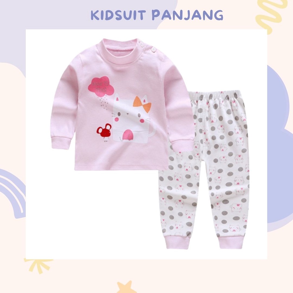 HappyOliver KIDS SUIT PANJANG Setelan Anak Bahan Kaos Lengan + Celana Berkualitas Import cewek cowok NEW1