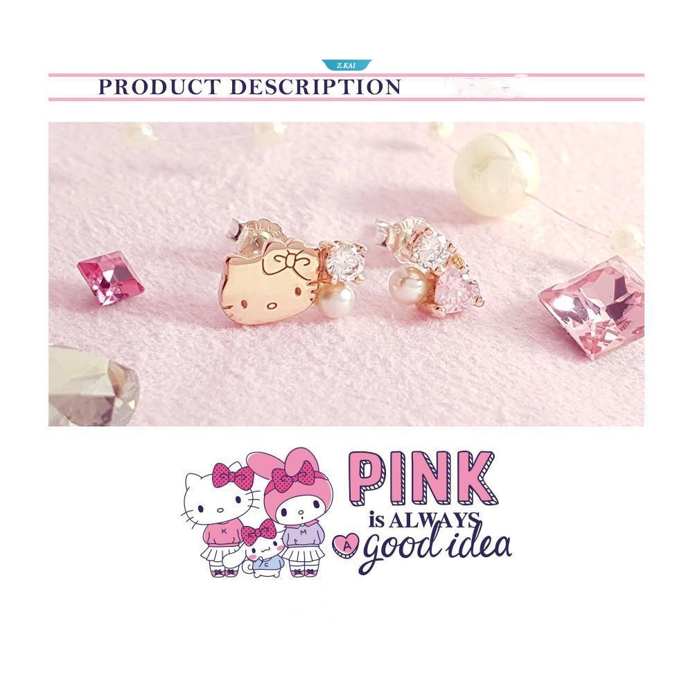 Kawaii Sanrio Anting Kartun Hellokitty925 Perak Pin Ringan Sehari Hari Aksesoris Earrings Gadis Perhiasan Hadiah Pacar [ZK]