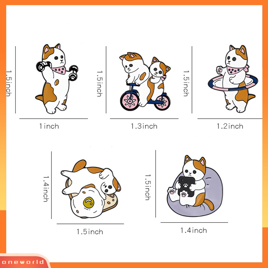 [ONE] 5pcs/set Bros Anjing Dumbbells Olahraga Lovely Alloy Motif Anjing Kartun Lencana Untuk Pakaian Sehari-Hari