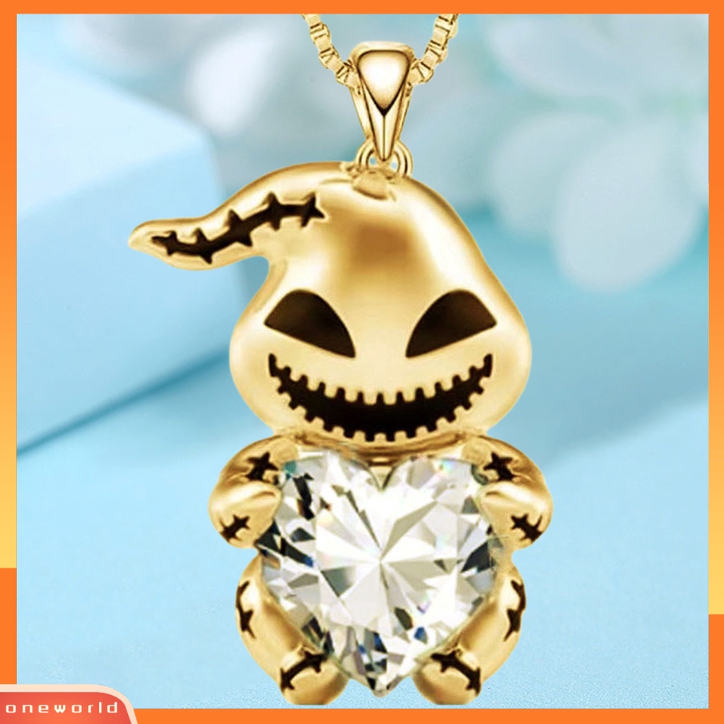 [ONE] Wanita Pria Kalung Berlian Imitasi Mengkilap Bentuk Hati Patch Dekorasi Adjustable Leher Rantai Neck Dekorasi