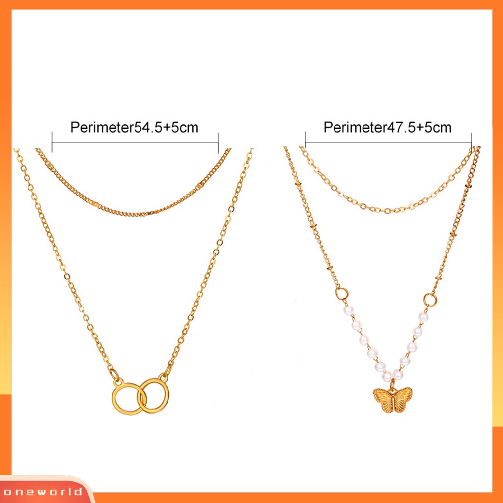 [ONE] Women Necklace Kalung Liontin Kupu-Kupu Hias Geometris Multi Gaya Untuk Pesta