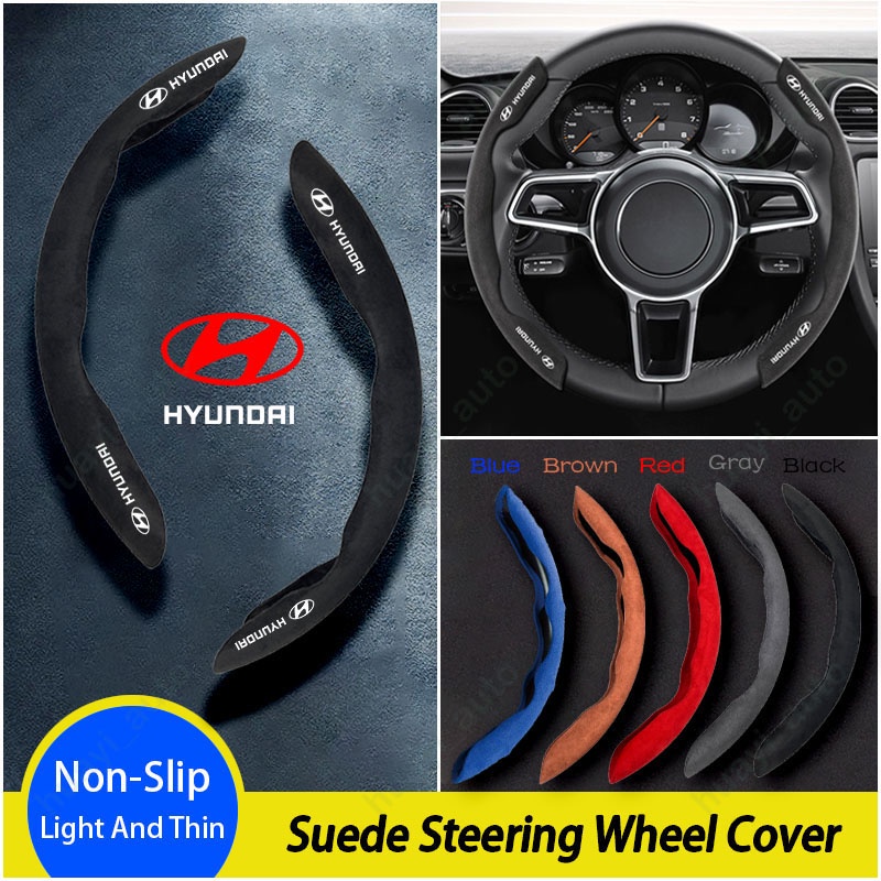 Hyundai Penutup Setir Mobil Bahan Kulit Suede Untuk i10 stargazer Kona Getz Aksen Elantra Tucson I30 Santafe Creta ix35 Aksesoris