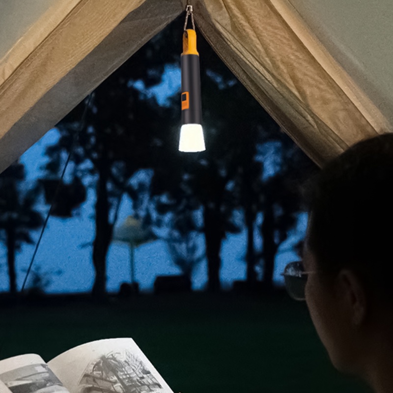 Senter Zoom Teleskopik Laser Putih Dengan Kap Lampu/3Mode Lampu Gantung Camping Light Outdoor/Lampu Tenda USB Aluminium/Aksesoris Luar Ruangan Pencahayaan LED Untuk Hiking &amp; Memancing