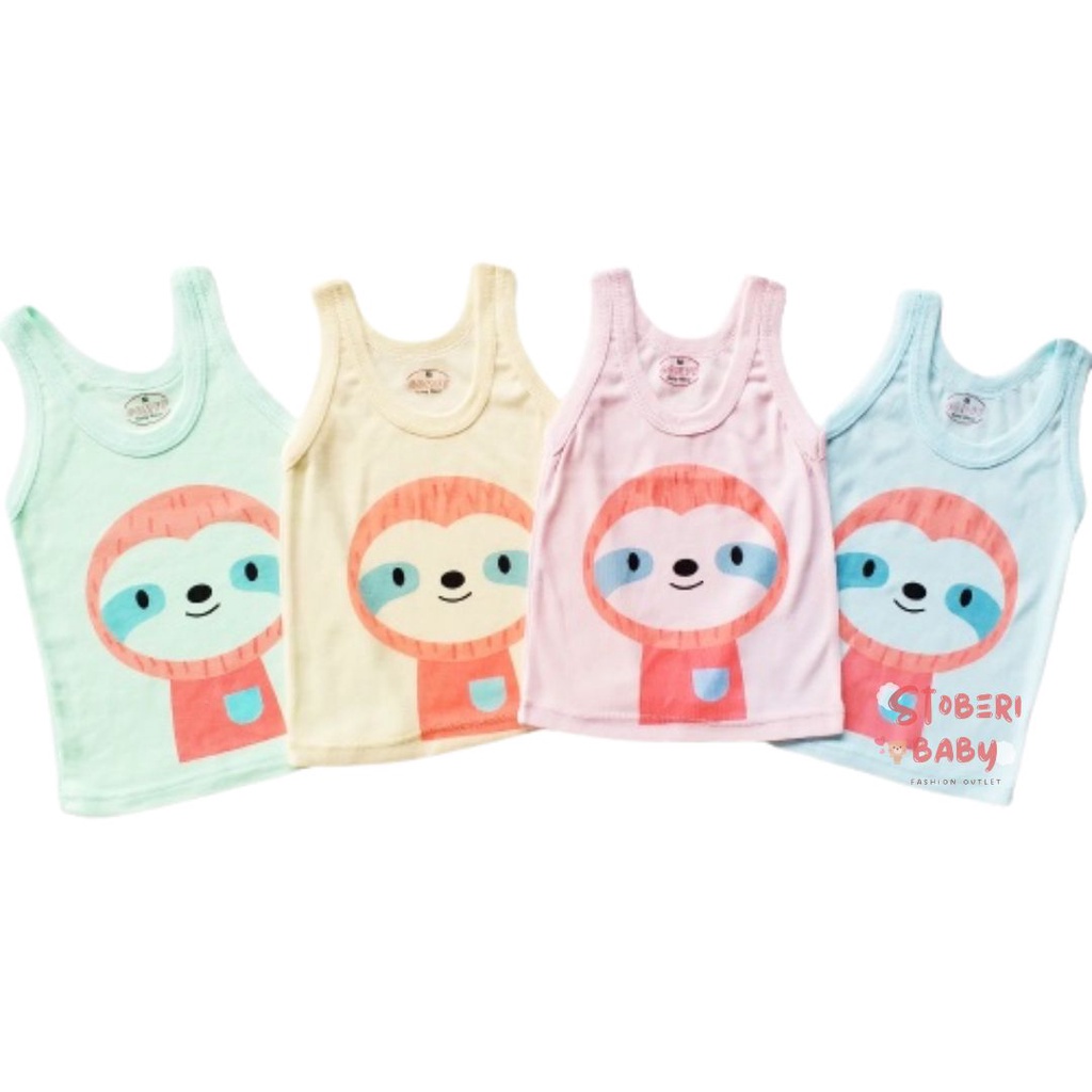 stoberi baby - KAOS SINGLET MOTIF WARNA ANAK kaos dalam oblong anak laki2 dan perempuan newborn-3thn