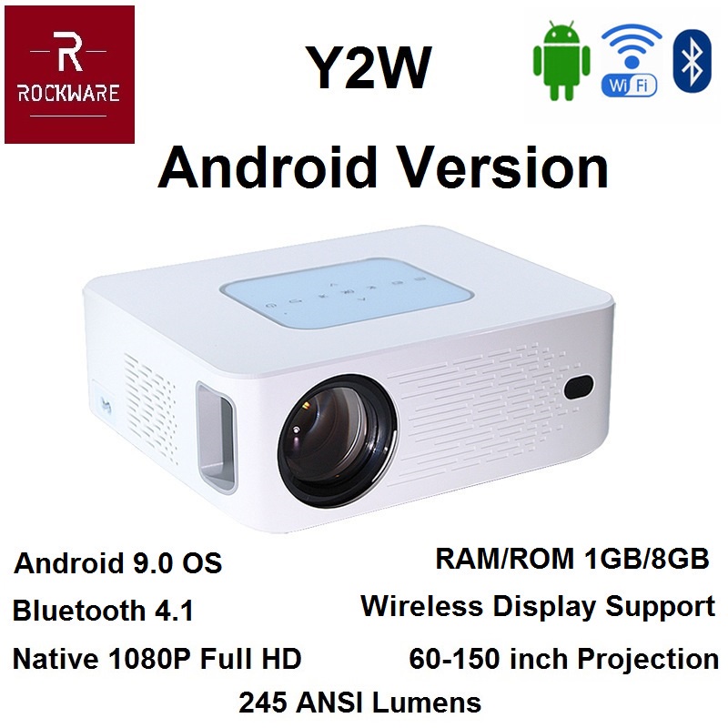 AKN88 - ROCKWARE Y2W ANDROID - Full HD 1080P LED Projector - 245 ANSI Lumens