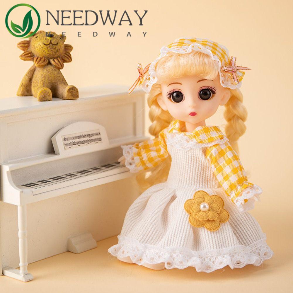 Needway  16cm Bjd Boneka Gadis Mainan1Per12 13sambungan Pakaian Berdandan Hadiah Princess Boneka Mainan Diy Mainan 3d Mata Makeup Boneka