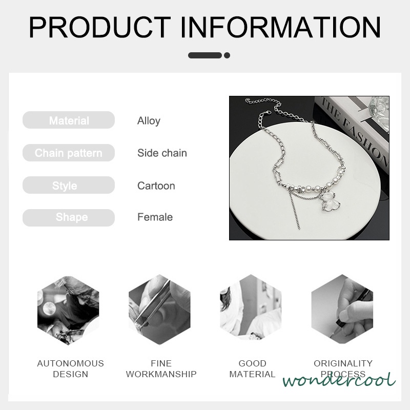 Kalung beruang rumbaimutiara rantaitulang selangka kepribadian angin sejuk yang manis dan sejuk perempuan-Won