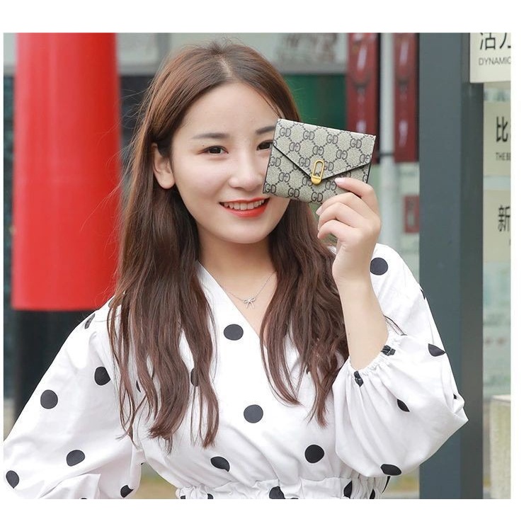 FINOM Cuty - Dompet Mini Lipat Wanita Motif Polos Trendi