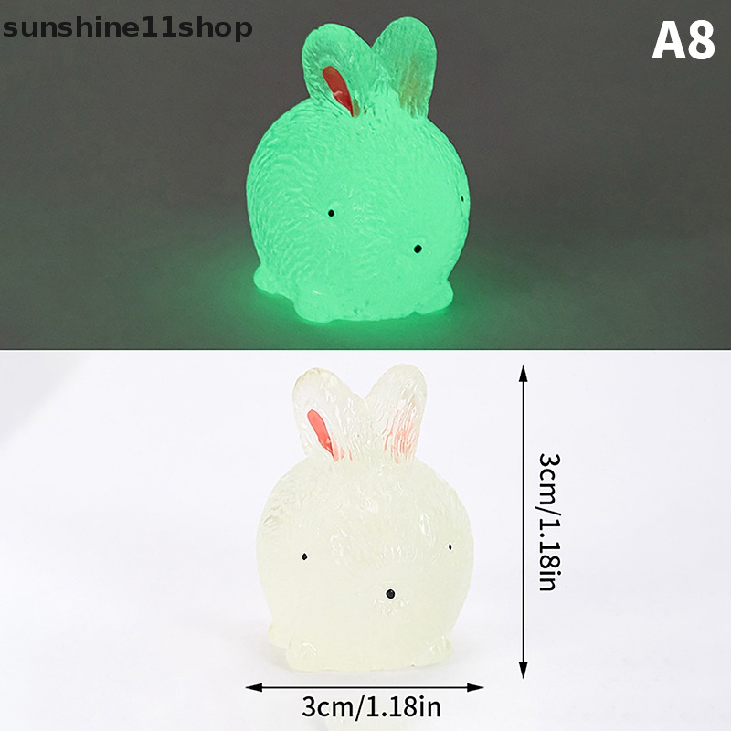 Sho 2 Pcs Mini Neon Kelinci Ornamen Miniatur Angka Kelinci Kecil Resin Kerajinan Tangan Mikro Lanskap Dekorasi Rumah Boneka N